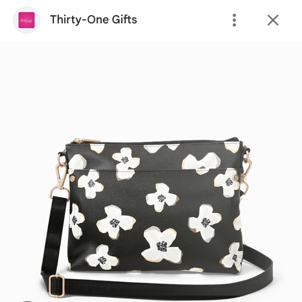 NEW Thirty One “Relaxed Crossbody” in Scattered Flowers Smooth Pebble